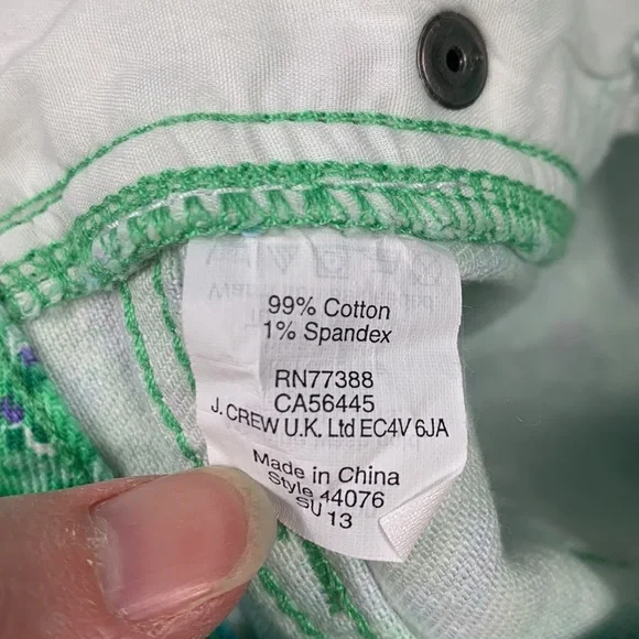 J. Crew green and purple floral denim shorts sz 12 - Picture 7 of 7